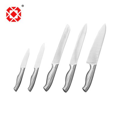 China Sustainable Professional Stainless Steel Kitchen Knife Set 5PCS With Hollow Handle Knife for sale