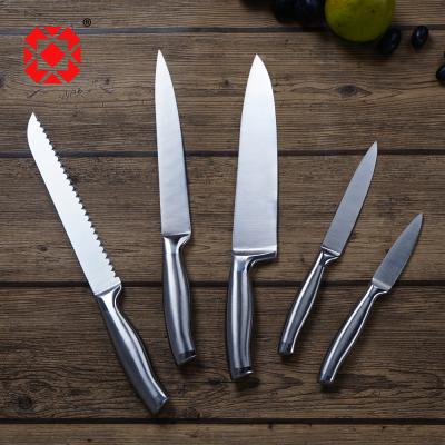 China Sustainable Professional Stainless Steel Household Knife Set 5PCS With Hollow Handle Knife for sale