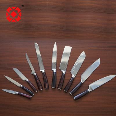 China 10 Pcs Best Selling Viable Kitchen Cutting Knife Set With Wooden Handle for sale