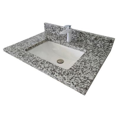 China Modern Precut White Granite Vanity Top With Rectangular Sink for sale