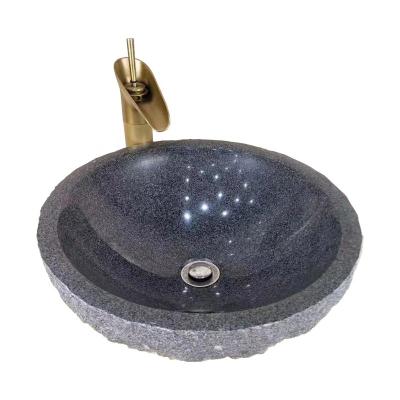 China Modern Stone Bathroom Bowl Sinks / Vessel Basins Shampoo Sinks Sunrise Stone Modern Black Granite Round Small Load For Sample By Ship for sale