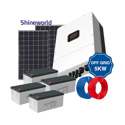 China Home Shineworld 5kw inverter with 48v lithium battery single phase 230v 5kw complete solar system for home for sale