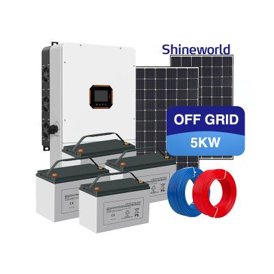 China Home Shineworld 5KW 10KW 12KW 15KW Off-grid Solar Power System/home Solar Panel Kit 3000w 5000w 10kw Sun Battery for sale