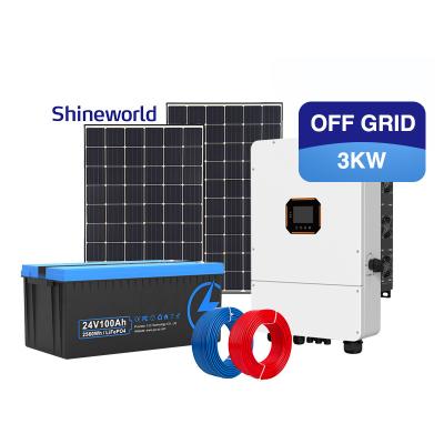 China Home Shineworld 3kw inverter hybrid off grid solar system panel solar energy system for sale