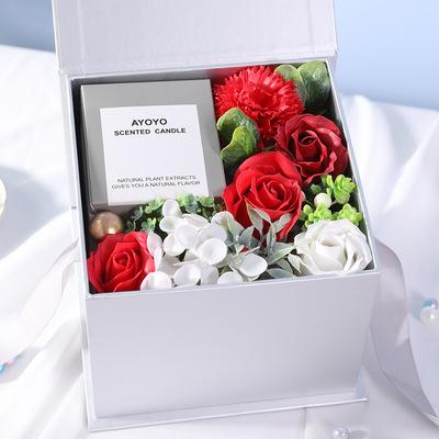 China Valentine's Day Or Wedding Romantic Scented Candle Preserved Flower Creative Gift Box 19.5*19.5*17cm for sale