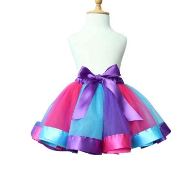 China free shipping fancy dress kids rainbow fancy dress tutu birthday tutu skirts baby shower birthday party costume for sale