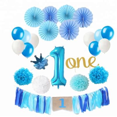 China 1st Birthday Party Supplies Baby Shower Decoration Kids Birthday Party Supplies Mini Glitter Crown Paper Balloon Tassels Number1 for sale