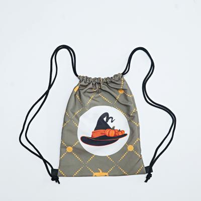 China Custom Pattern Polyester Theme Fashion Halloween Reflective Waterproof Drawstring Bag for sale