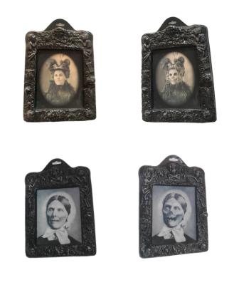 China Halloween Party Decoration Frame With Changing Face Horror Portrait Photo Frame Holographic Halloween Decoration for sale