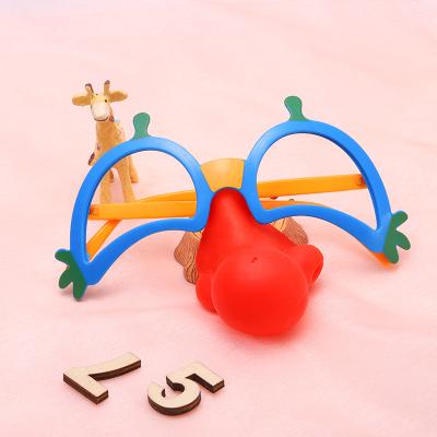 China Funny Party Decoration Hallowmas Costume Up Party Props Fun Circus Red Nose Clown Glasses for sale