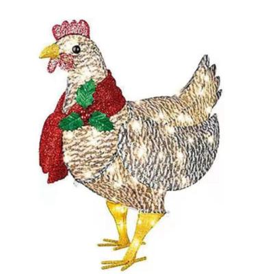 China Acrylic Light Up Chicken With Scarf Holiday Decoration, Outdoor Christmas Decorations The Ground Lawn Outdoor Yard for sale