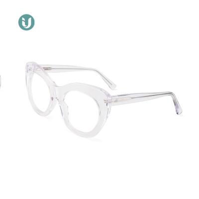 China IU-39032 Prescription Fashion Personality Cat Eye Optical Acetate Glasses Hot Selling Luxury Frame For Women for sale