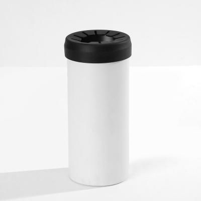 China Sustainable Stainless Steel Beverage Vacuum Insulated Sleeve Holder For 24oz Slim Cans Lean Box Cooler For Slim Beer for sale