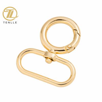 China Bags Gold Plated Metal Oval Swivel Buckle Ring Hook Spring Clip Snap Dog Hook For Handbag for sale