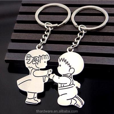 China Promotional Gifts Shape Key Chain Ring Holder Romantic Couples Keychain Lovers 