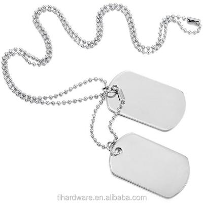 China 2 PCS Europe Alloy Double Blank Name Tag Necklace Pendant Army Silver Black White Dog Tag for sale