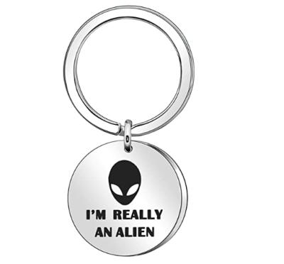 China Promotional Gifts Boy's Fun Alien Gifts Stainless Steel Key Chain I'm Really An Alien Key Chain for sale