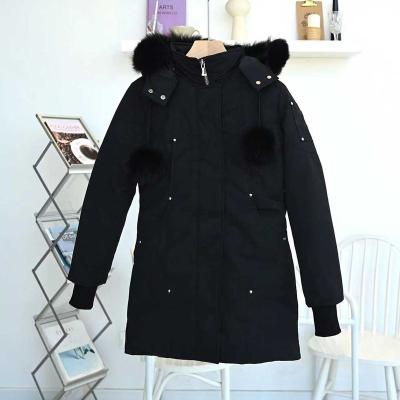 China Long Big Winter Fur Collar Stripper Waterproof Women Down Jacket Parka Women Parkas Hooded Coat Women for sale