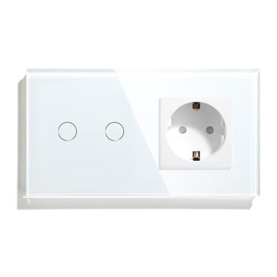 China 157mm high quality factory panel touch screen touch glass lamp switch + EU SIN1G wall socket for sale