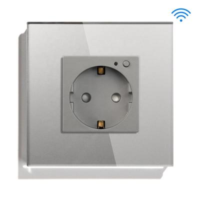 China Tempered Glass New ZigBee Europe Russia Standard Wall Power Outlet Socket Work With Tuya Gateway Smart Life Alexa Home Improvement for sale