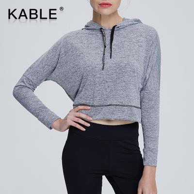 China Wholesale Breathable Quick Dry Crop Sports Gym Top Hoodie Workout Fitted Women's Fitness Hoodies for sale