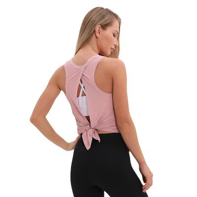 China Breathable Yoga Mesh Sportswear Women's Fitness Yoga Blouse Spliced ​​Vest Breathable Loose Top for sale