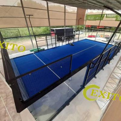 China Q235 B EXITO 2023 100% Hot Dip Galvanized Steel Pole Paddel Tennis Court With 12mm Tempered Glass For 10 Years Warranty for sale