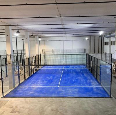 China Q235 B EXITO 2023 Padel Tennis Court Factory Cost Panoramic Pallet Courts 100*100mm Hot Galvanized for sale