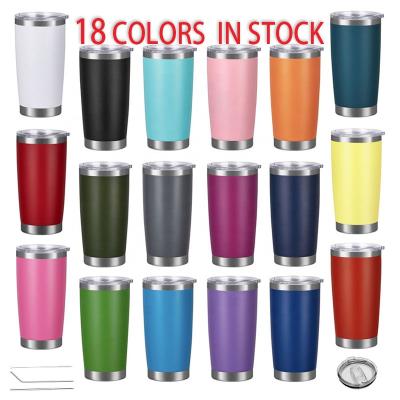 China Durable 20 oz Powder Coat Stainless Steel Tumbler Customized Double Wall Insulated Tumbler With Lid To Keep Hot And Cold for sale