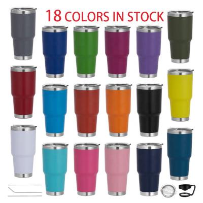 China Durable 30 oz Powder Coat Stainless Steel Tumbler Customized Double Wall Insulated Tumbler With Lid To Keep Hot And Cold for sale