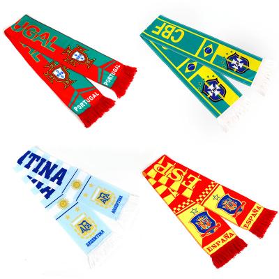 China Breathable L&J Shoe FIFA World Soccer Football Competition Qatar Cup Scarves Shawls Scarf With Tassels Party Supply Commemorative Encourage for sale