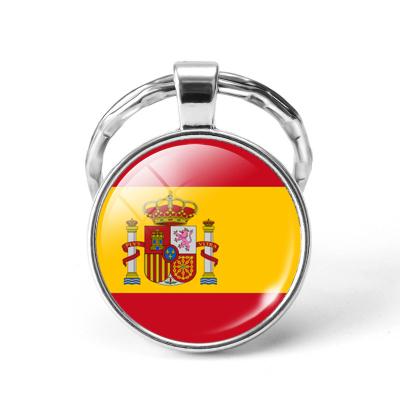 China Newest Souvenir Gifts Promotion L&J Shoe Metal Soccer World Cup Key Chain Ukraine/Spain/Israel/UK National Flag Glass Cabochon Keyring for sale