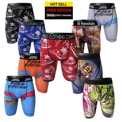 China L&J QUICK DRY Shoe Custom Logo Design Printed Mens Long Leg Sports Shorts Jacquard Waistband Sublimation Vacuum Boxer Briefs Underwear for sale