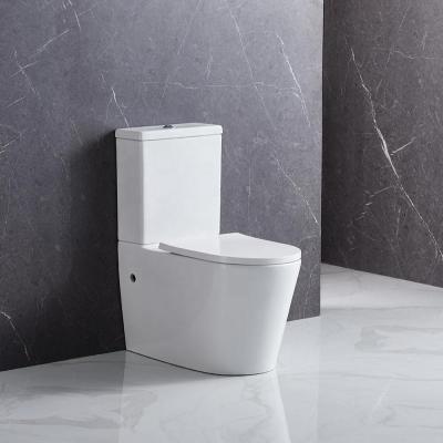 China Chinese Design P Rimless Ceramic Toilet Bathroom Double-Flow ANBI Manufacture WC Floor Mounted Two Piece Toilet for sale