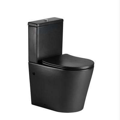 China Double-Flow ANBI Matt Black P Two-Piece Ceramic Rimless Trap Toilet Series Black Toillette CE Certificated for sale