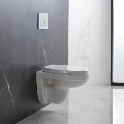 China Hot Sale ANBI Double-Flow Sanitary Ware WC Sanitary Ware Round Toilet Rimless Wall Mounted for sale