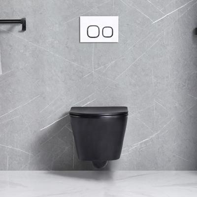 China Double-flush Newcomer ANBI Wall Hung Toilet Black Toillette With Rimless Ceramic Toilet Seat for sale