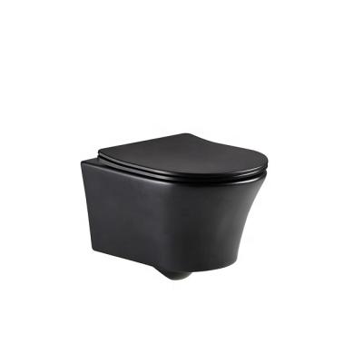 China ANBI Double-Flow High Quality Bathroom Matt Black Wall Hung Toilet Rimless Seat Toilet for sale