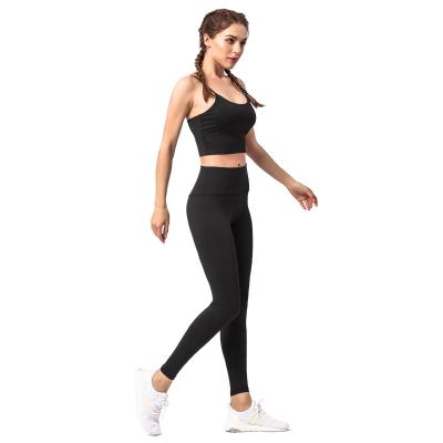 China Women's Breathable Yoga Set High Waist Fitness Ribbed Seamless Tracksuit Leggings Suit With Crop Top Set for sale