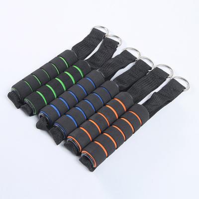 China Custom Logo Black Orange PVC Resistance Band Fitness Workout Pull Rope Foam Handles For Workout Exercise for sale