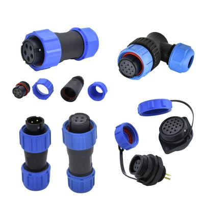 China High Current SP11 SP13 SP21 Waterproof Power Connector 2 - 12 Pin Plastic Plug Socket Cap for sale