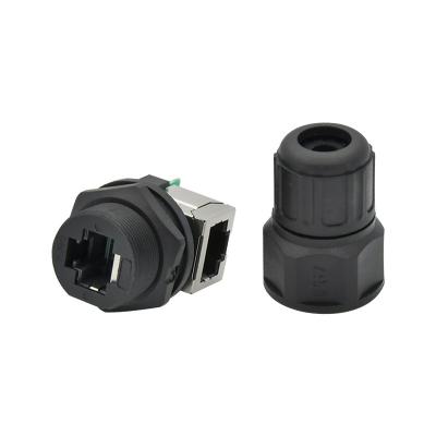 China Conector impermeable de Ethernet del conector 8P8C de la prenda impermeable del soporte del panel de la cerradura Rj45 del tornillo en venta