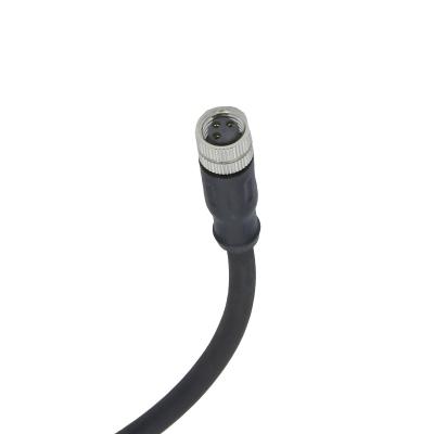 China Electrical M8 3 Pin A Code Waterproof Connector Male Female Straight Angle Elbow Pvc Pur Power Cable for sale