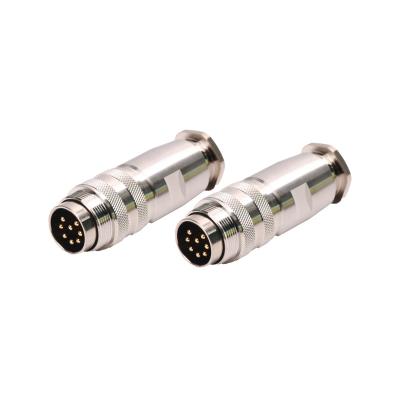 China 5A Waterproof Metal Connector , IP68 M16 8pins Male Assembly Male Connector With Shielded for sale