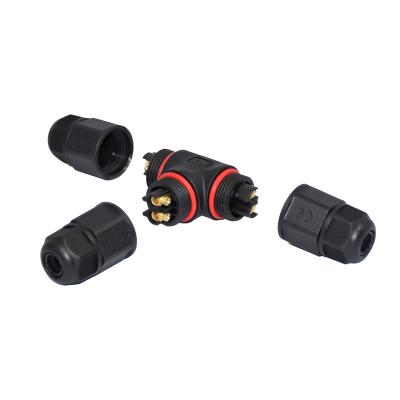 China Art wasserdichter Pin To Dual 2 des Stromkabel-Verbindungsstück-2 Pin M20 2 PIN Outdoor IP67 T zu verkaufen