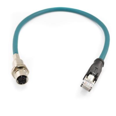 China M12 Waterproof Connector X Code Panel Mount To RJ45 With Cable for sale