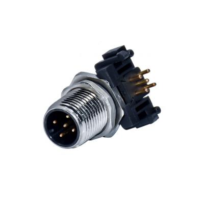 China el conector impermeable de 5Poles M12 conector del soporte del panel del PWB del código del varón A de 90 grados protegió en venta