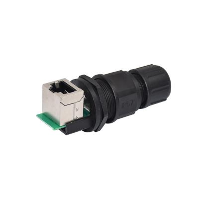 China Grados plástico del conector RJ45 de la prenda impermeable del soporte del panel de ROHS IP67 90 en venta