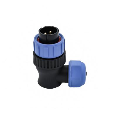 China Nylon PA66 Sp21 Ip68 Male Plastic Connector Right Angled 9 Pin 22awg for sale