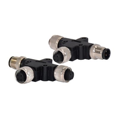 China M12 RG TPU GF Waterproof 5 Pin Connector T Type 1 Male To 2 Female TPU for sale